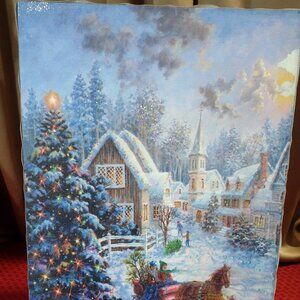 Village Holiday and Sleigh Bells Ringing Print on Canvas 14 x 20 x 1 inch